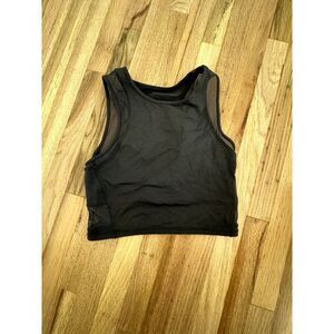 LULULEMON 6 Black Mesh Cropped High Neck Racerback Athletic Tank Top